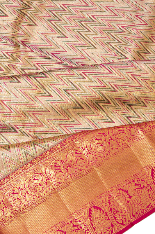 Multi Colour Kanchipuram Tissue Silk Saree