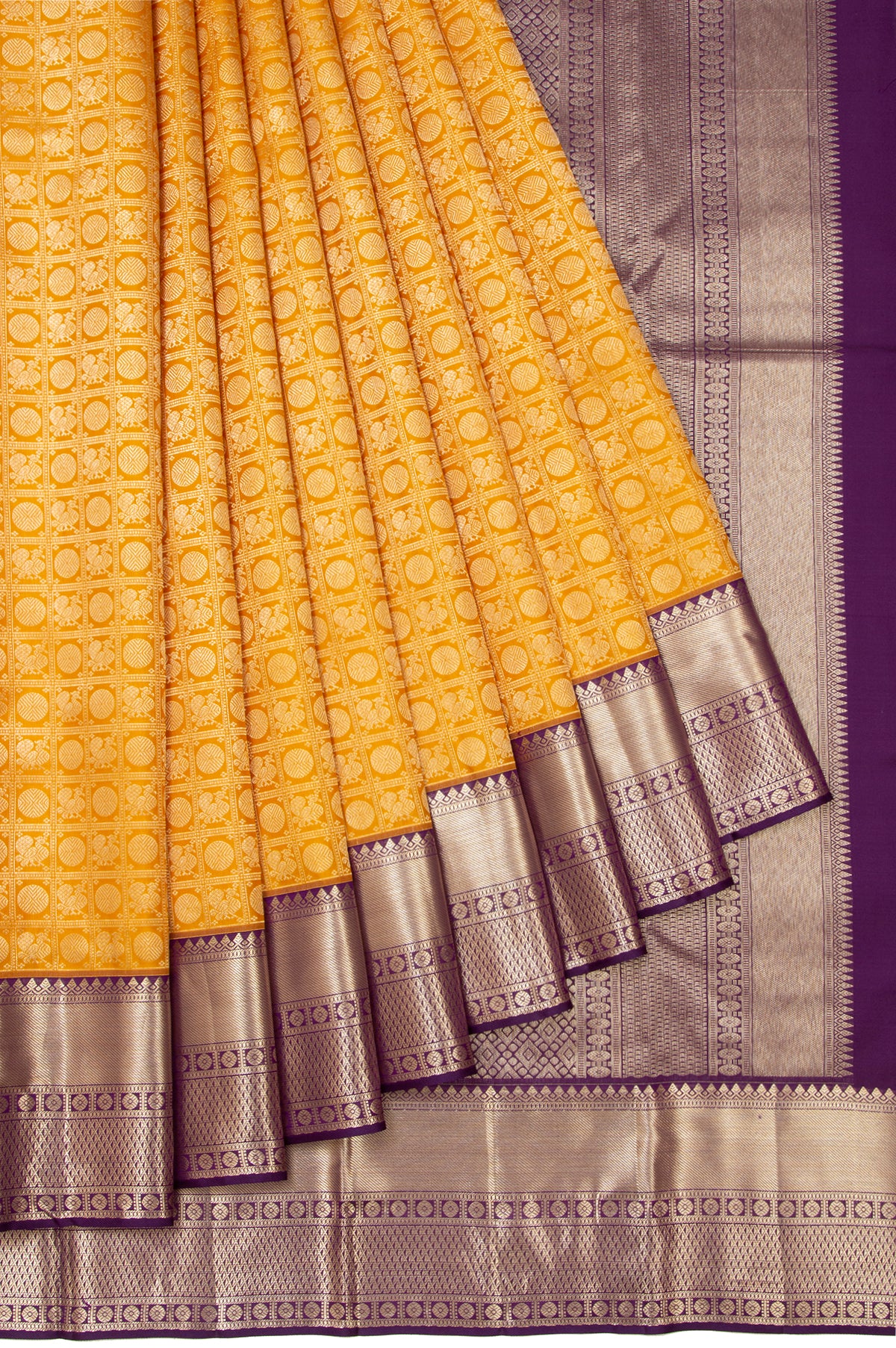 Mustard Kanchipuram Silk Saree