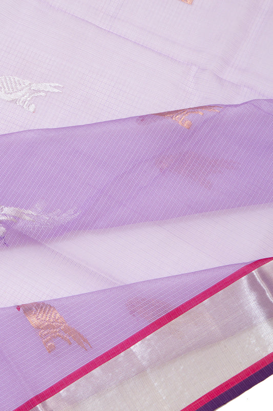 Lavender Kota Doria Silk Saree