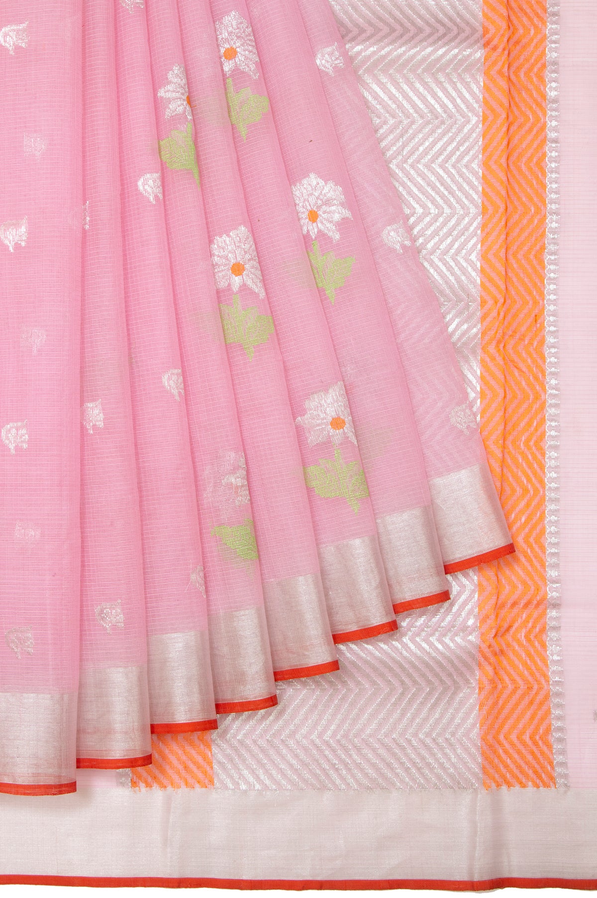 Pink Kota Doria Silk Saree