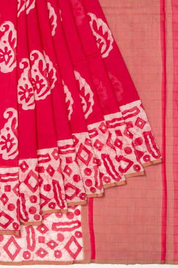 Red Chanderi Silk Cotton Saree