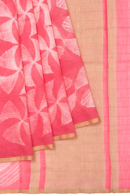 Peach Chanderi Silk Cotton Saree