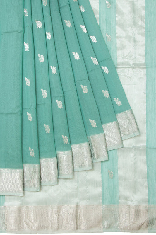 Sea Green Maheswari Silk Cotton Saree