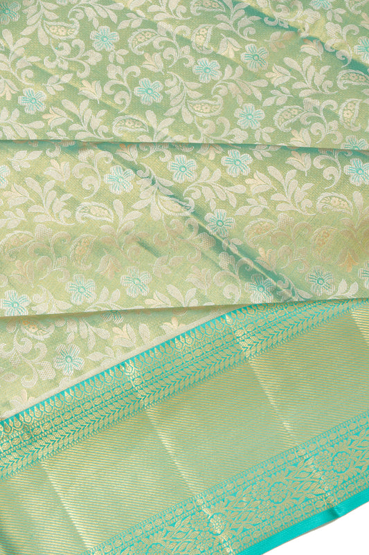 Sea Green Kanchipuram Tissue Silk Saree