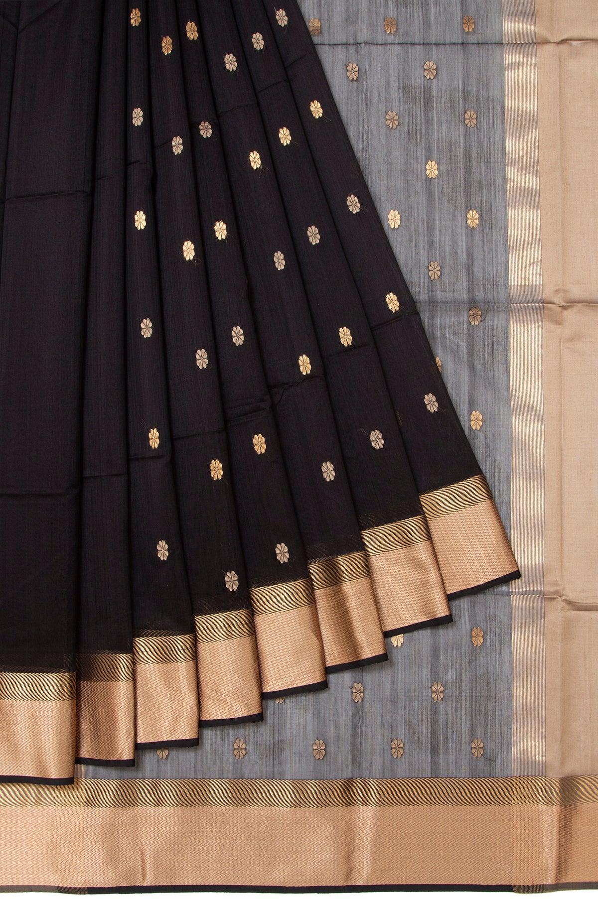 Black Maheswari Silk Cotton Saree