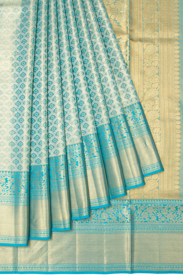 Sea Blue Kanchipuram Tissue Silk Saree