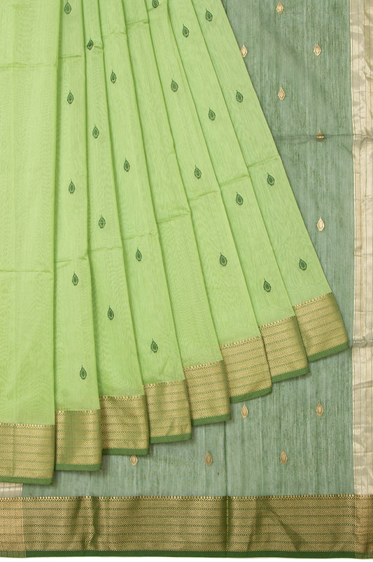 Green Maheshwari Silk Cotton Saree