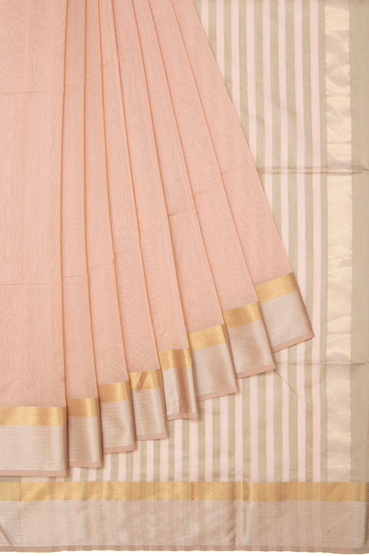 Peach Maheshwari Silk Cotton Saree