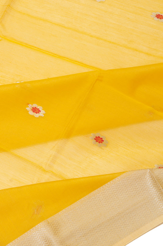 Yellow Maheshwari Silk Cotton Saree