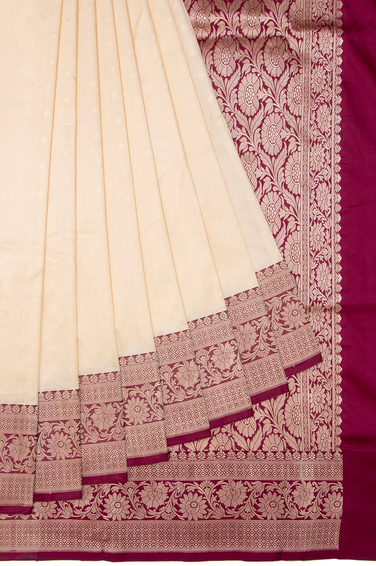 Cream Banaras Katan Saree