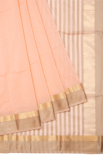 Peach Maheshwari Silk Saree