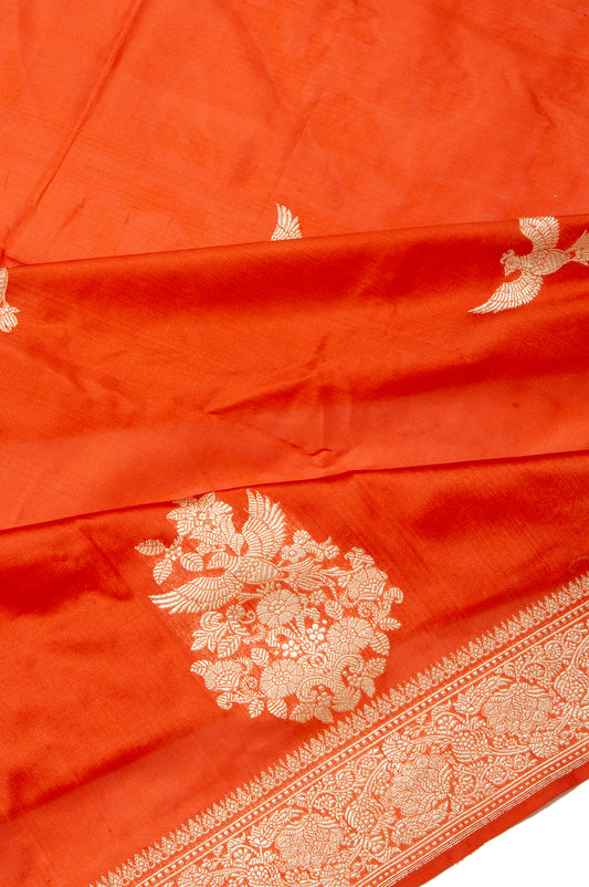 Orange Banaras Katan Silk Saree