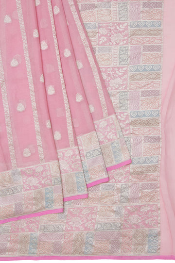 Pink Banaras Georgette Saree