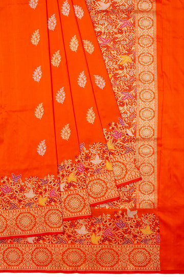 Orange Banaras Katan Saree