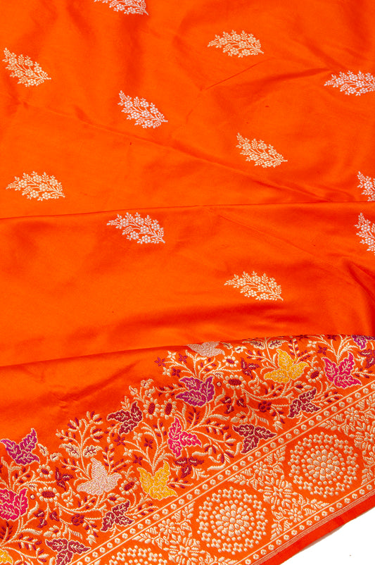 Orange Banaras Katan Saree