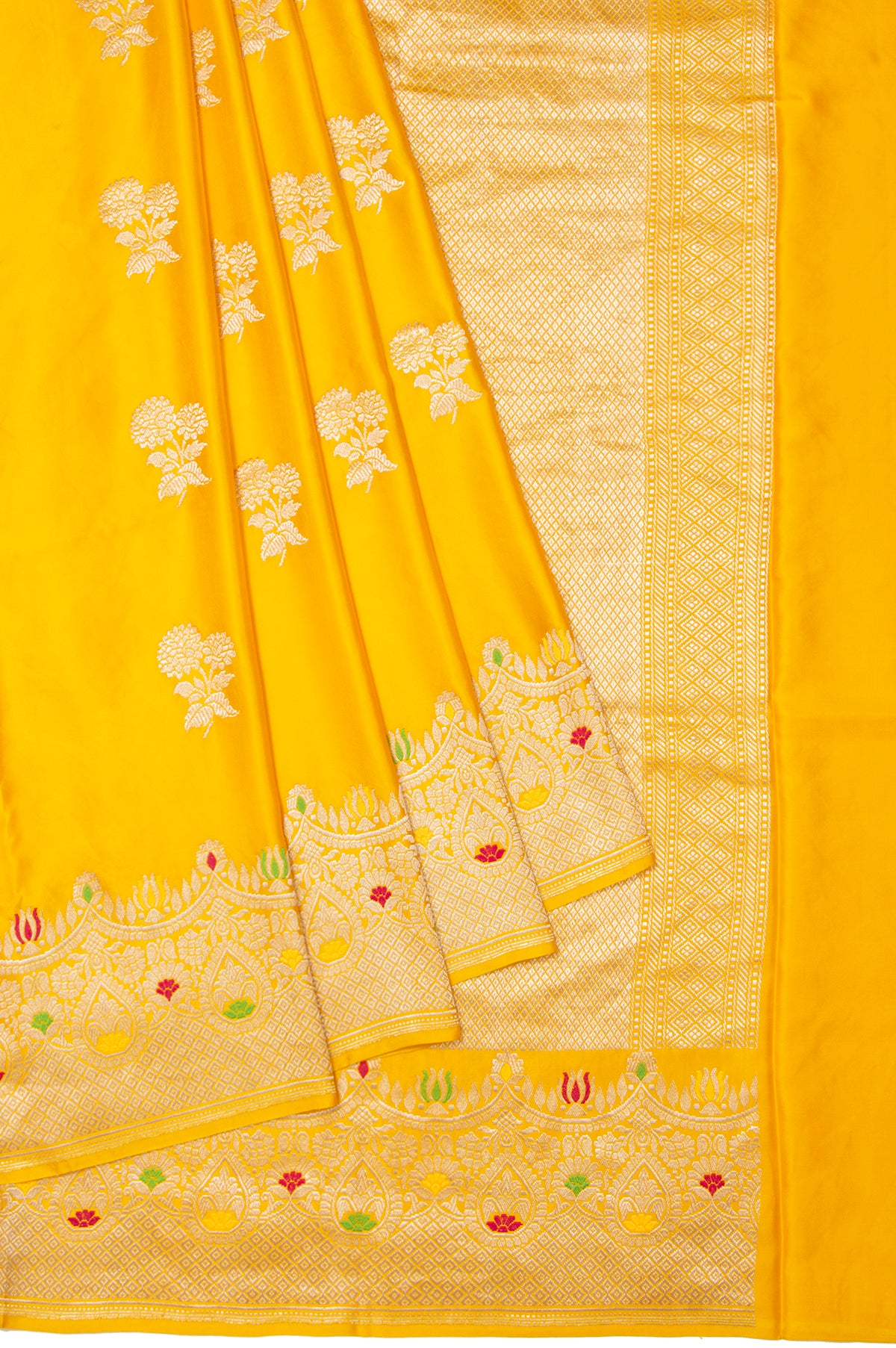 Yellow Chiniya Silk Saree