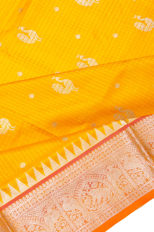 Yellow Venkatagiri Silk Saree