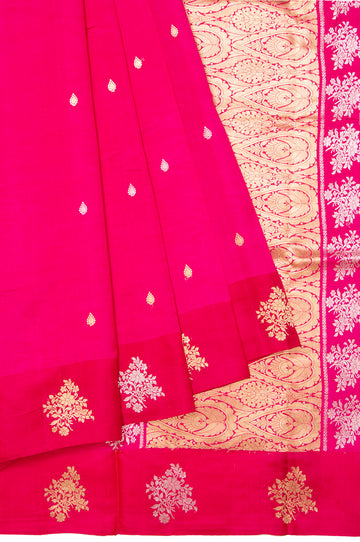 Onion pink Banaras Katan Silk Saree