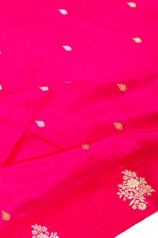 Onion pink Banaras Katan Silk Saree