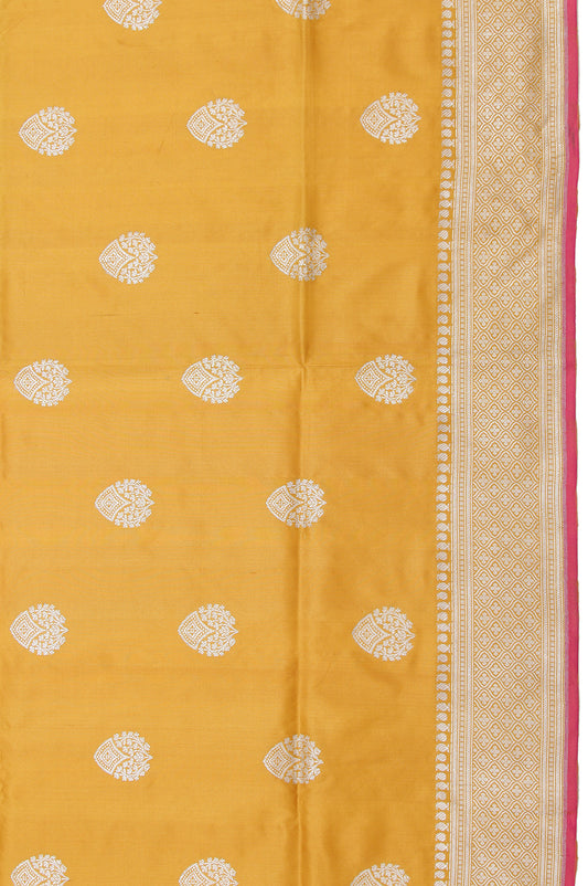 Mustard Banaras Katan Silk Saree with Brocade Motifs