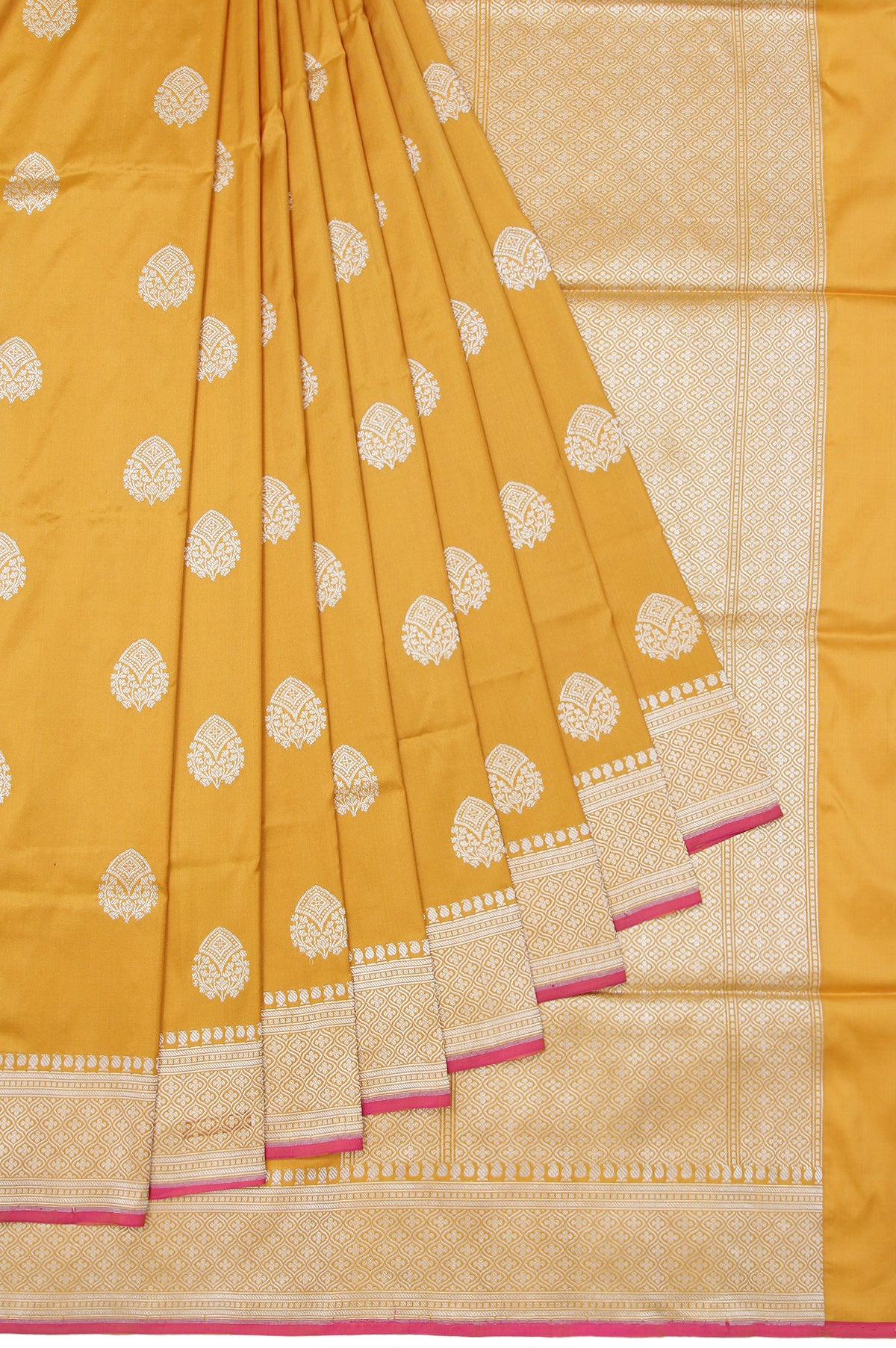 Mustard Banaras Katan Silk Saree with Brocade Motifs