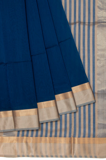 Peacock Blue Maheshwari Silk Saree