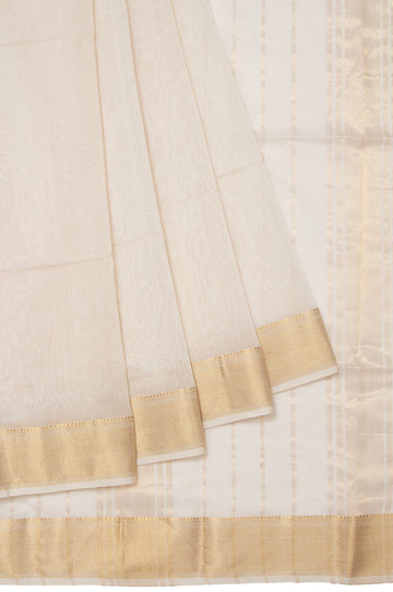 Cream Maheshwari Silk Saree