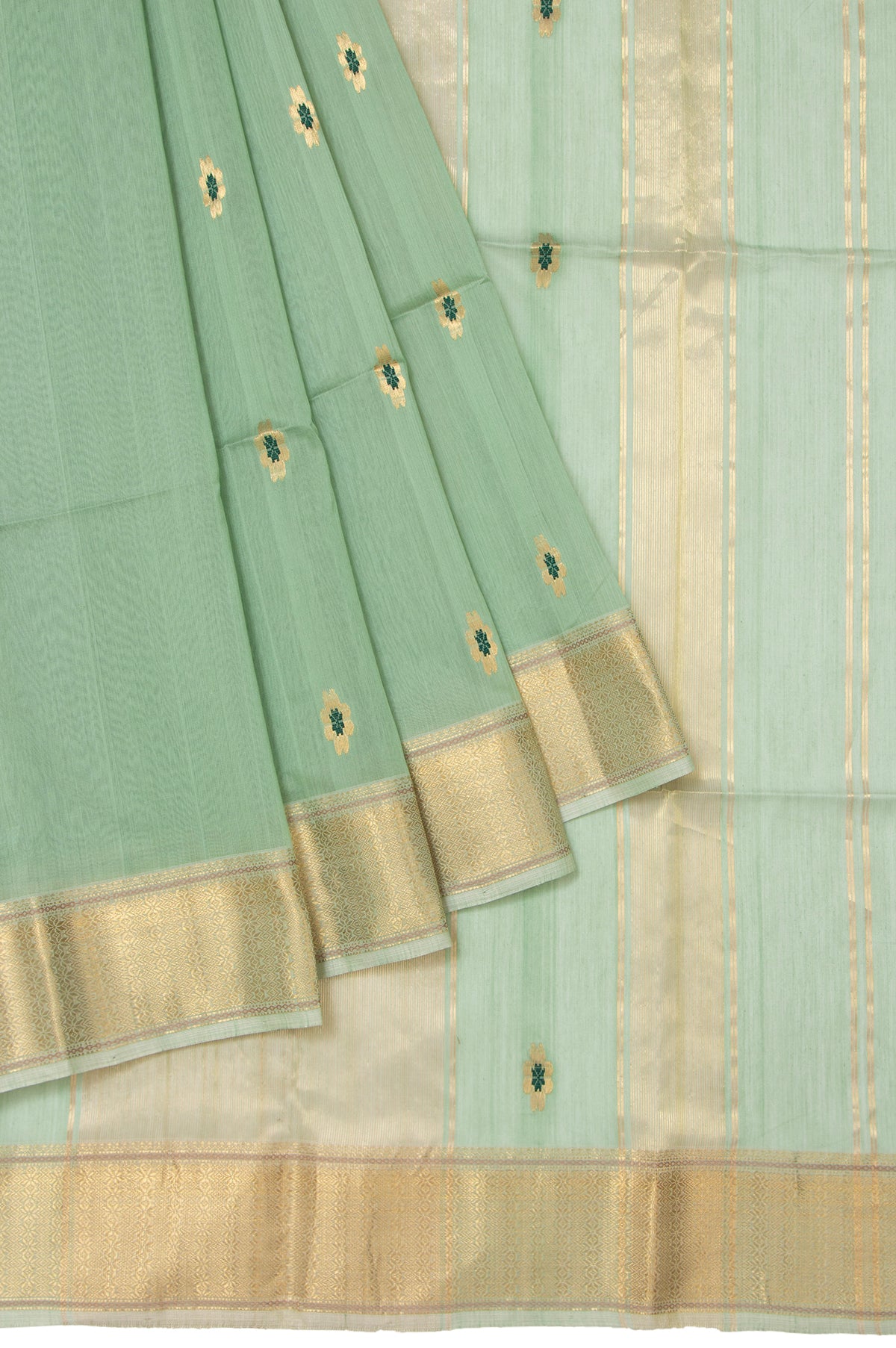 Sea Green Maheshwari Silk Saree