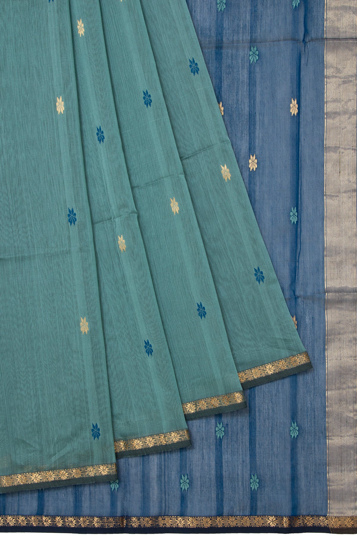 Sea Green Maheshwari Silk Saree