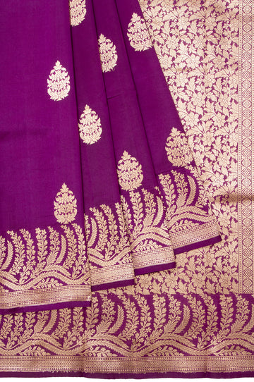 Purple Banaras Chiniya Silk Saree.