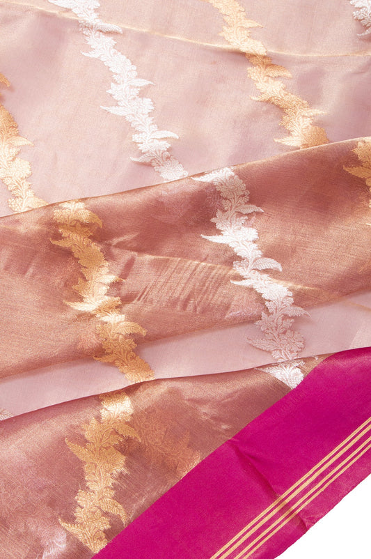 Pink Organza Tissue Saree with Chiniya Blouse