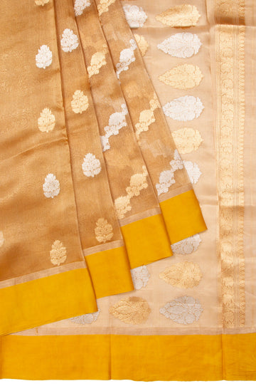 Yellow Banaras Tissue Silk Saree with Kaddi Border