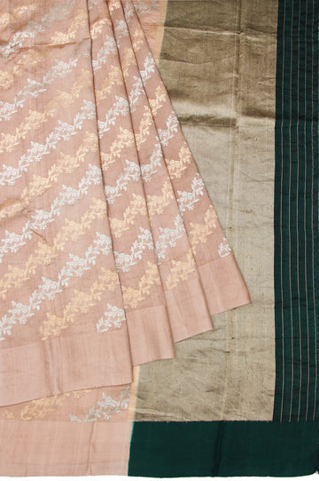 Brown Banaras Silk Saree with Satin Border