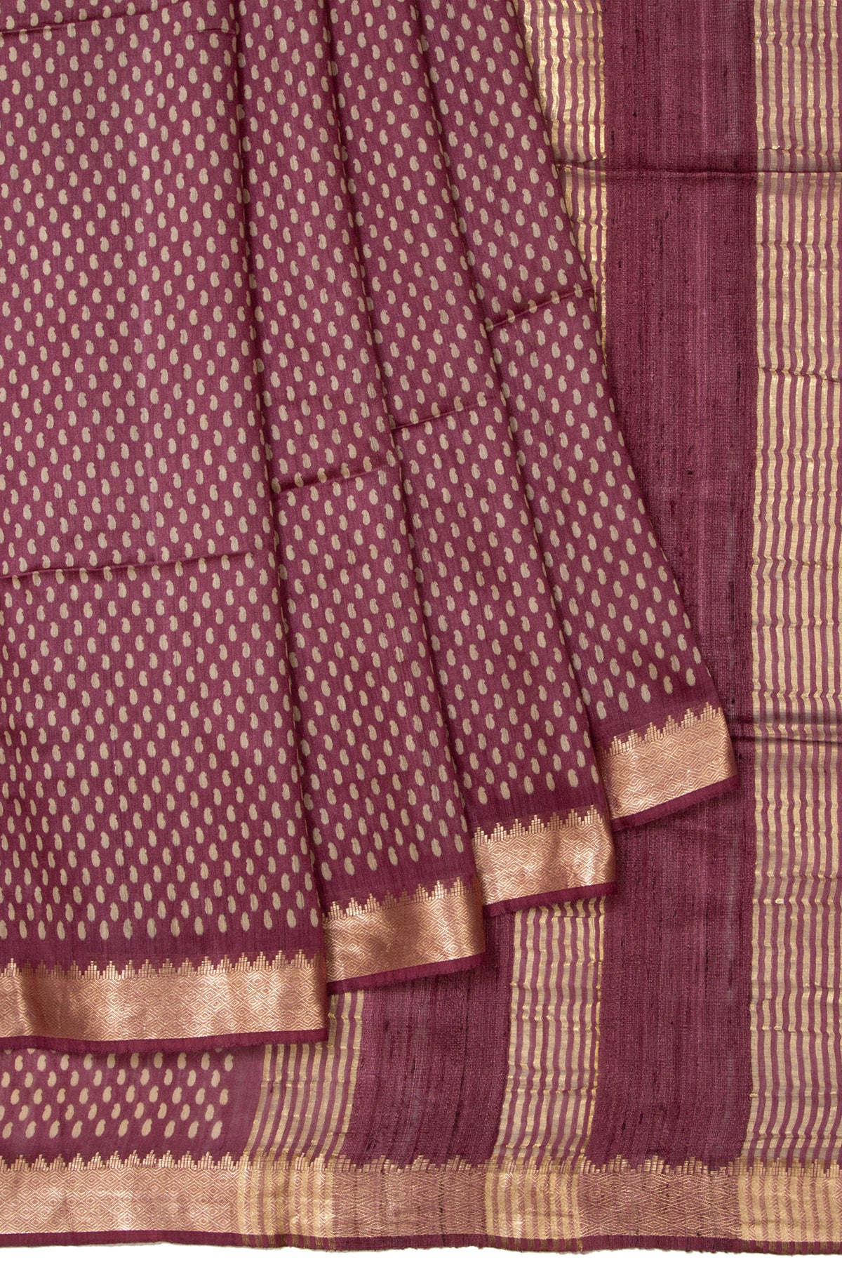 Maroon Tussar Silk Saree with Mango Butta