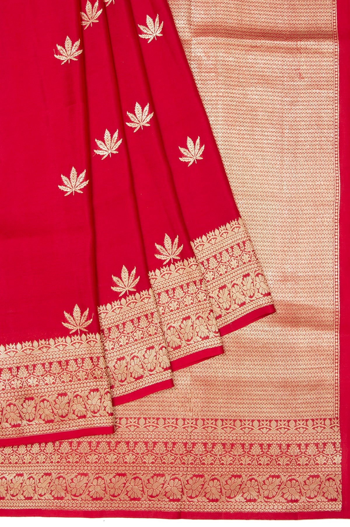 Red Banaras Katan Silk Saree with Floral Design