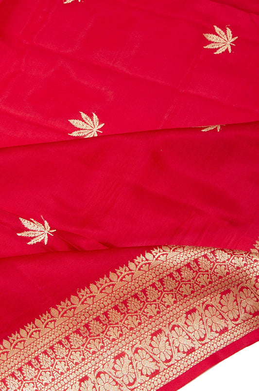 Red Banaras Katan Silk Saree with Floral Design