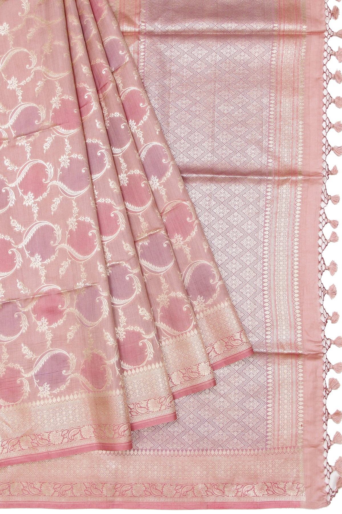 Onion Pink Banaras Katan Silk Saree with Rangkat Body Design