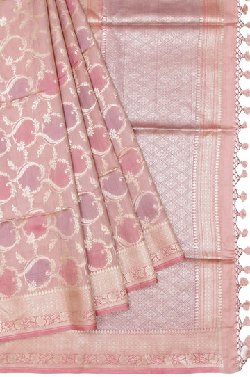 Onion Pink Banaras Katan Silk Saree with Rangkat Body Design