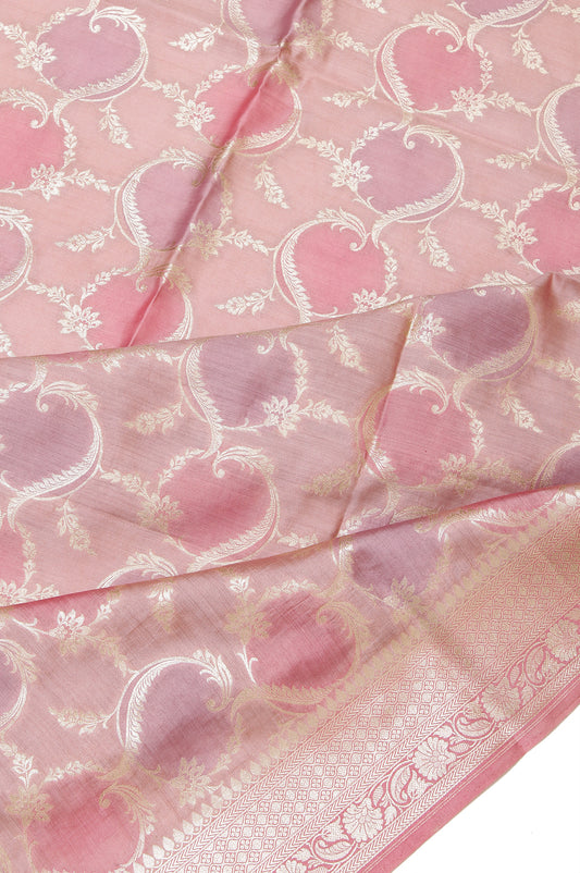 Onion Pink Banaras Katan Silk Saree with Rangkat Body Design