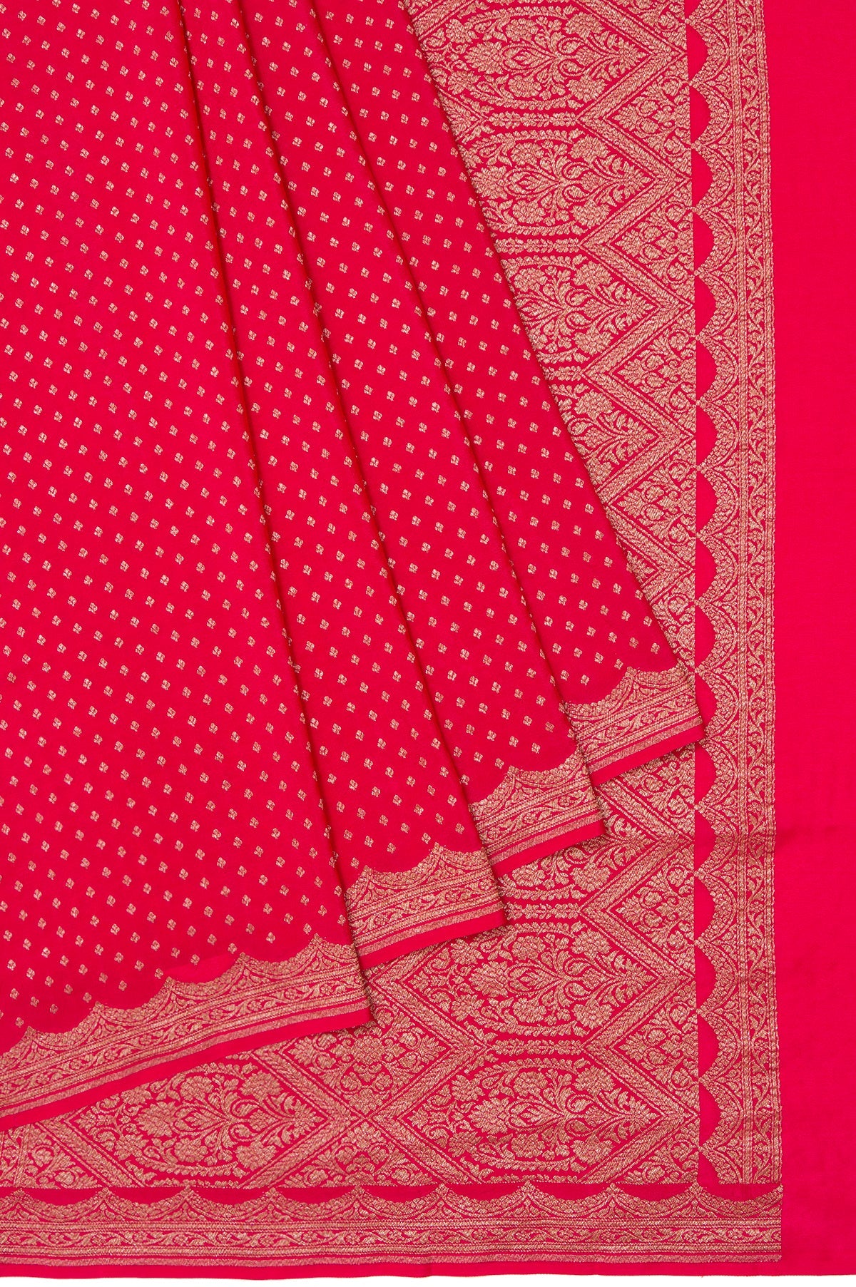 Pink Banaras Georgette Saree with Flower Butta Design