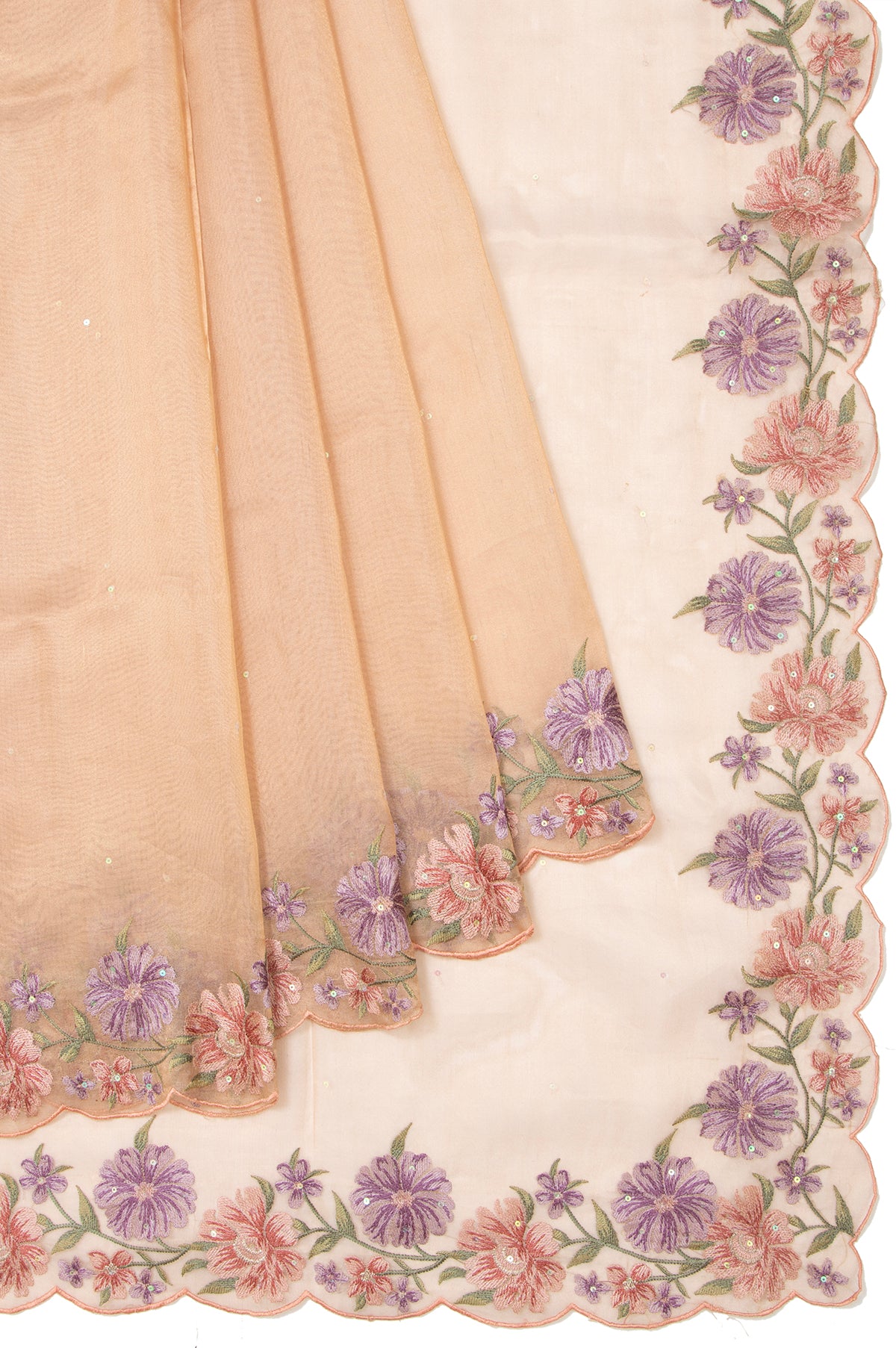 Peach Organza Tissue Saree