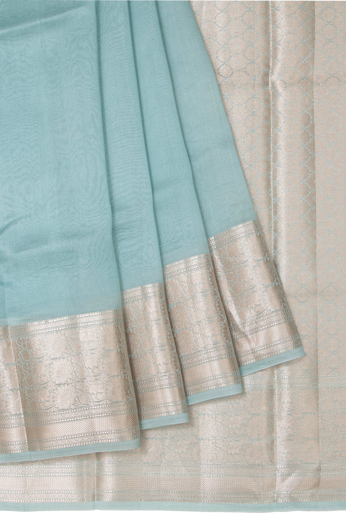 Sea Blue Organza Silk Saree