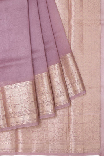 Lavender Organza Silk Saree Brocade Highlight Border