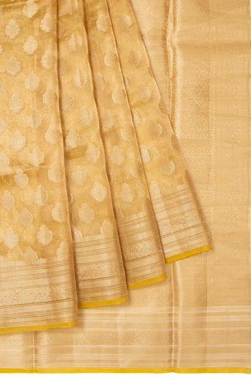 Gold Organza Silk Saree with Small Tree Butta