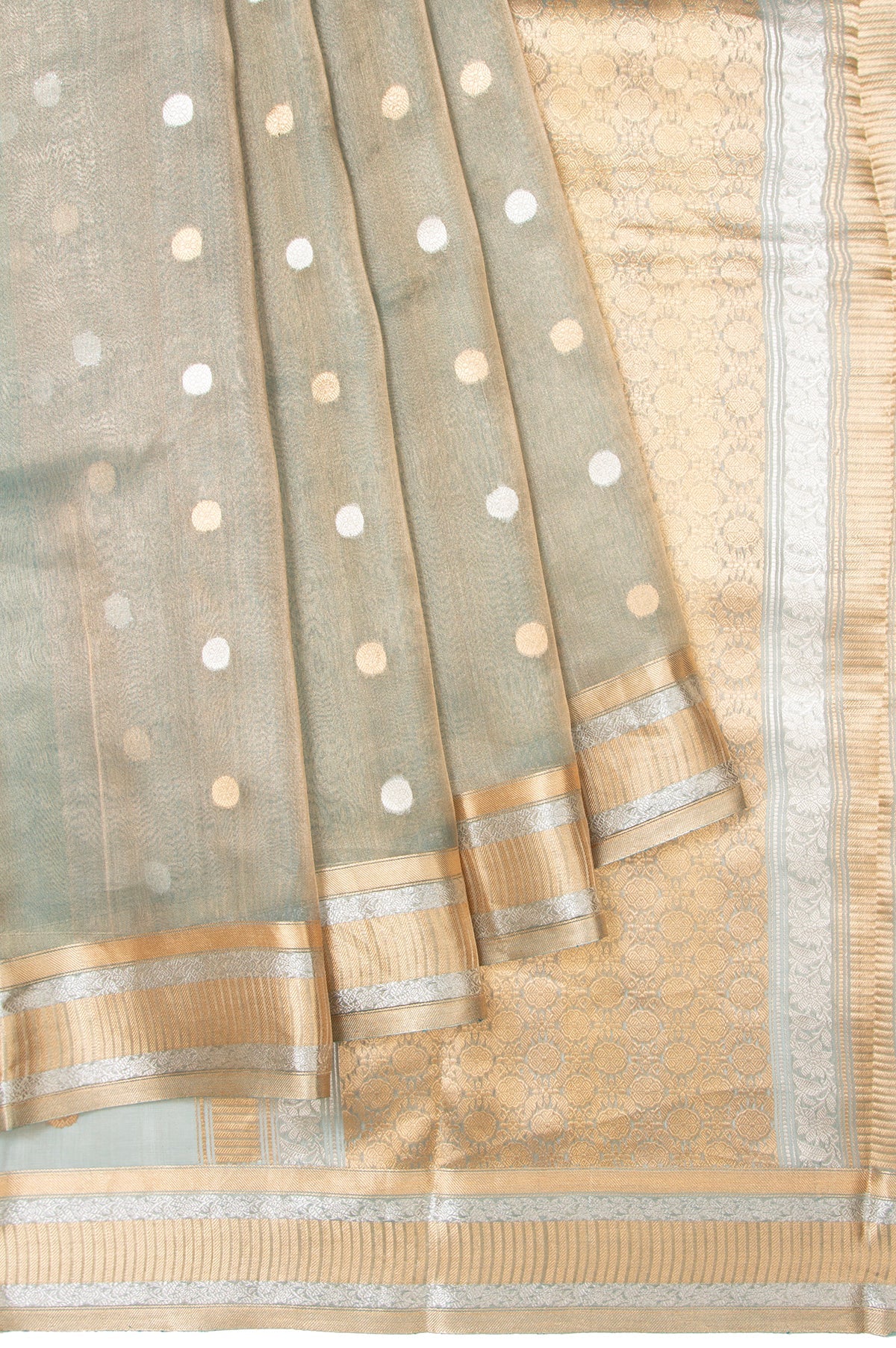 Sea green Banaras Tissue Silk Saree