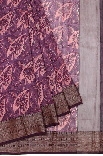 Magenta Chanderi Cotton Silk Saree with Weaves Design