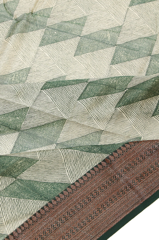 Multicolour Chanderi Cotton Silk Saree with Leaf Creeper