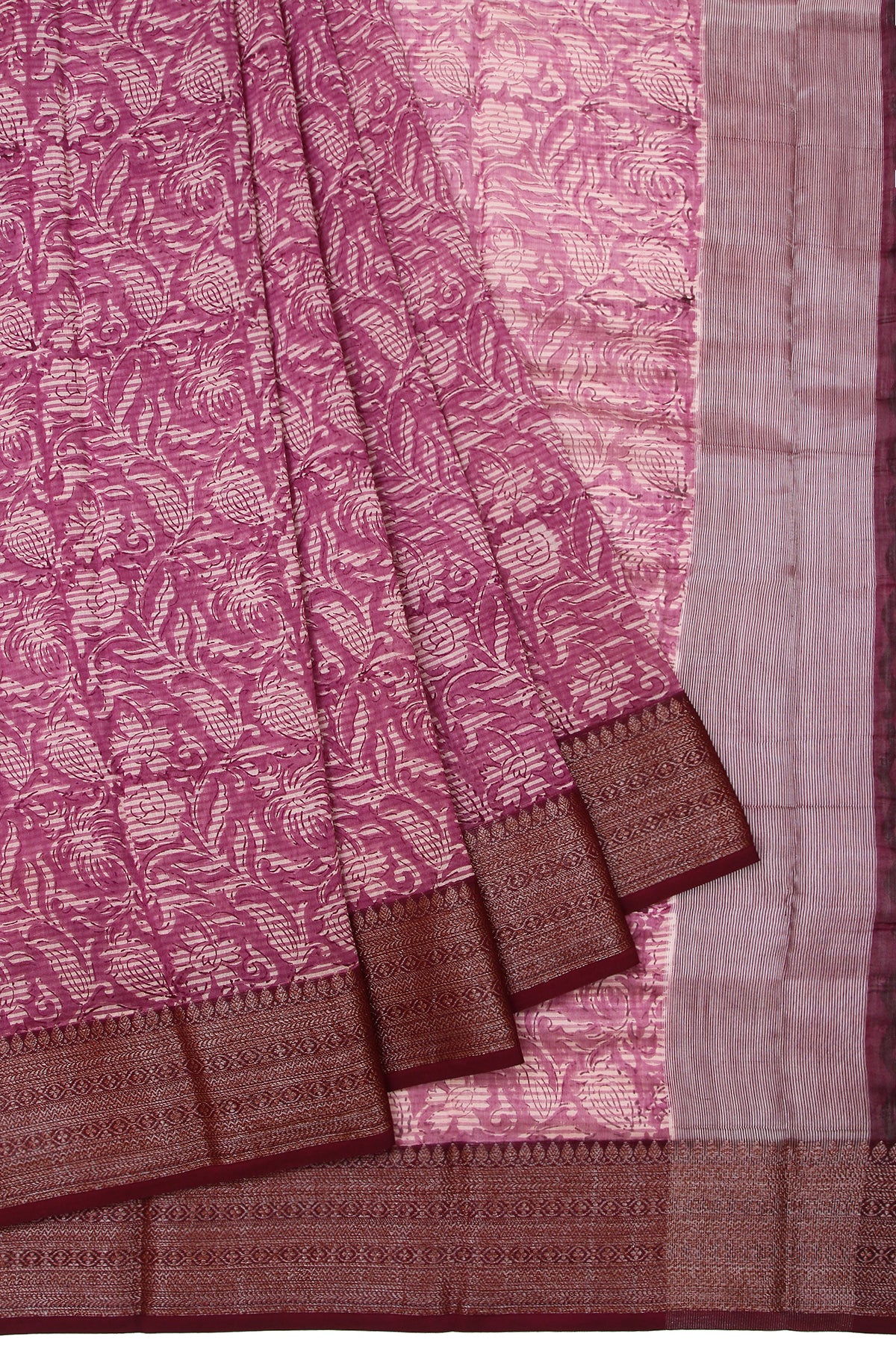 Multicolour Chanderi Cotton Silk Saree with Floral Motifs