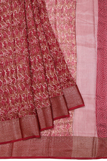 Onion Pink Chanderi Cotton Silk Saree with Diamond Butta