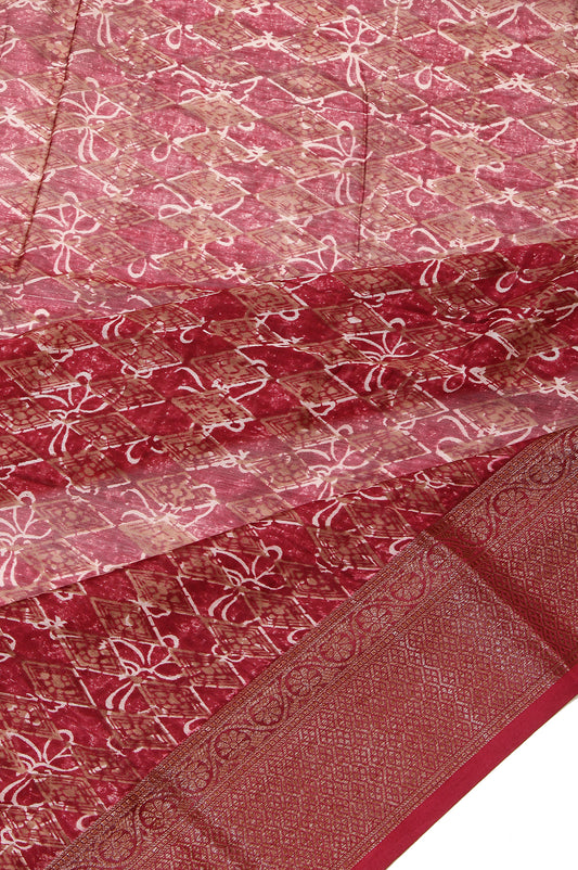 Onion Pink Chanderi Cotton Silk Saree with Diamond Butta